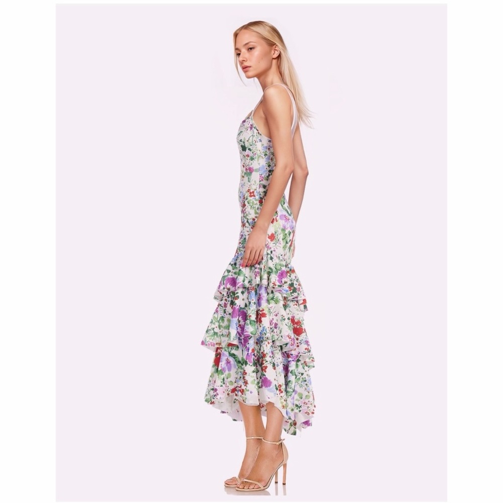 Jewel by Badgely Miscka, size 8, floral, asymmetrical dress..